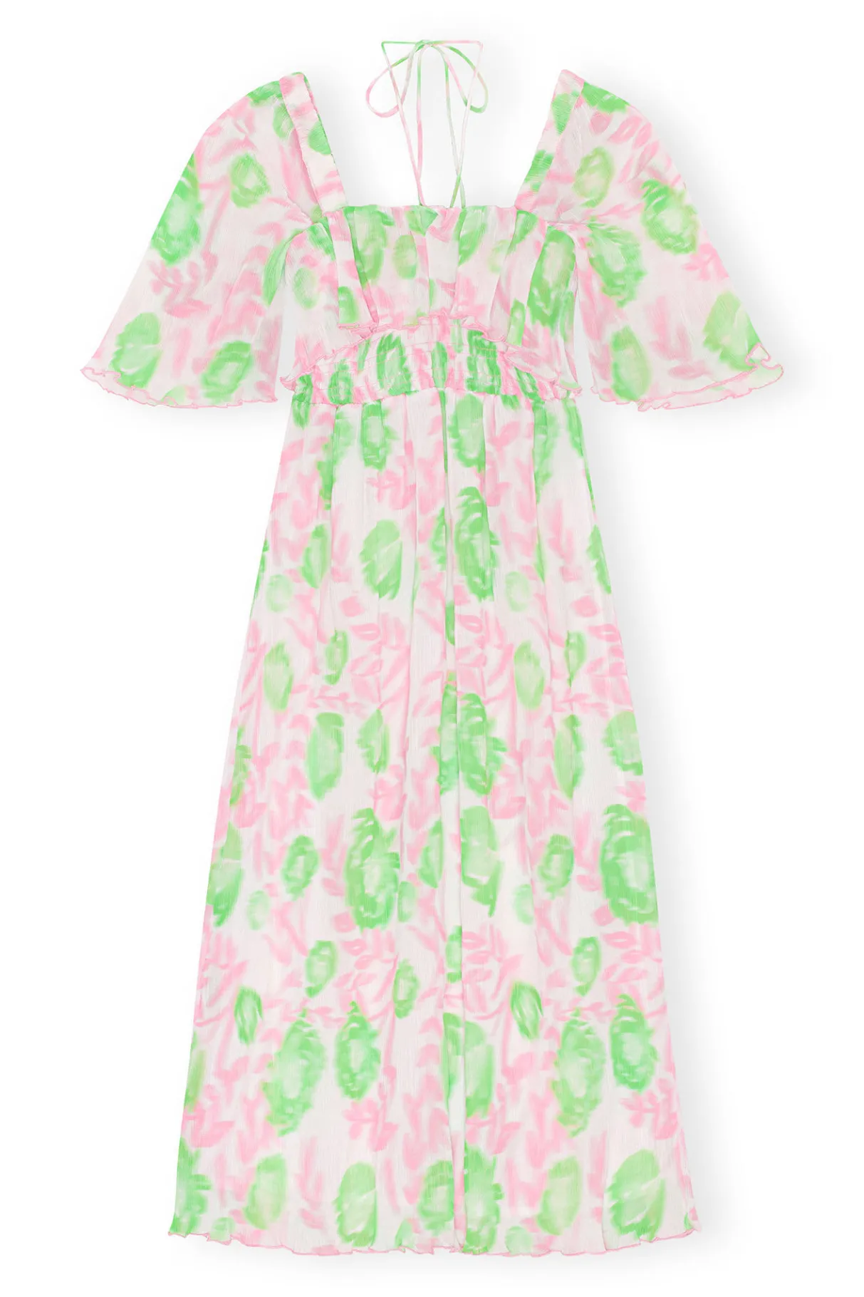 Cheap GANNI Pleated Georgette Midi Smock Dress Pink Tulle
