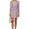 Best GANNI Pleated Georgette Ruffle Mini Dress Mauve Chalk