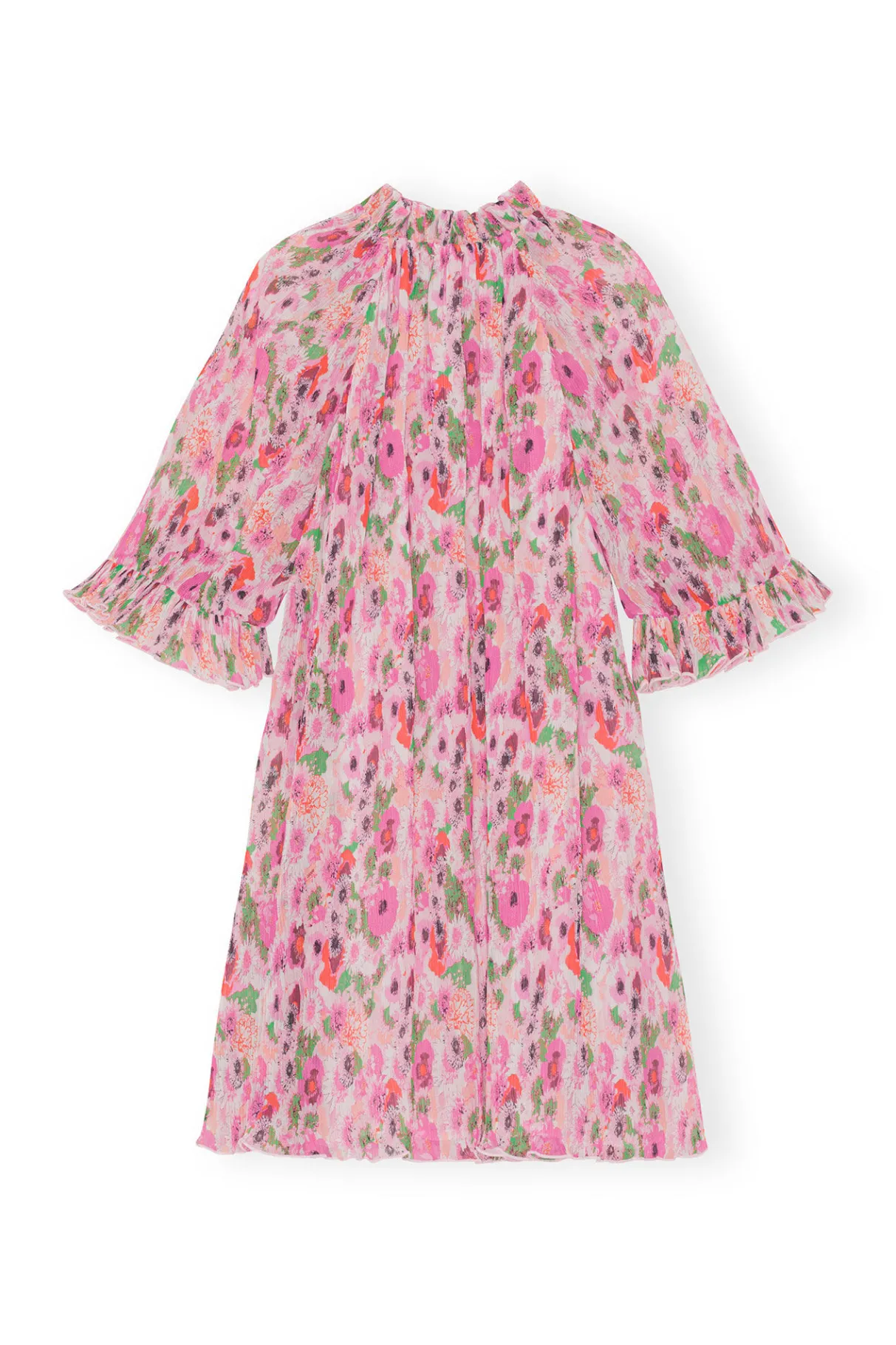 Store GANNI Pleated Georgette Ruffle Mini Dress Sugar Plum