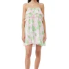 Flash Sale GANNI Pleated Georgette Strap Mini Dress Pink Tulle