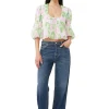 Hot GANNI Pleated Georgette U-Neck Blouse Pink Tulle