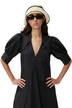 Flash Sale GANNI Poplin Midi Dress Black