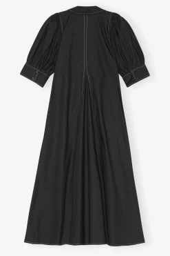 Hot GANNI Poplin Midi Dress Black