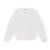 Outlet GANNI Printed Cotton Frill Collar Shirt Seedpearl