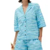 Sale GANNI Printed Cotton Shirt Ethereal Blue