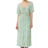 Outlet GANNI Printed Crepe U-Neck Midi Dress Tapioca