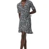 Online GANNI Printed Crepe Wrap Dress Black