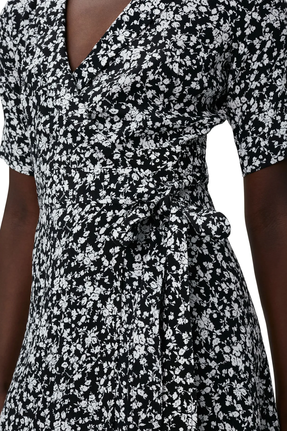 Online GANNI Printed Crepe Wrap Dress Black