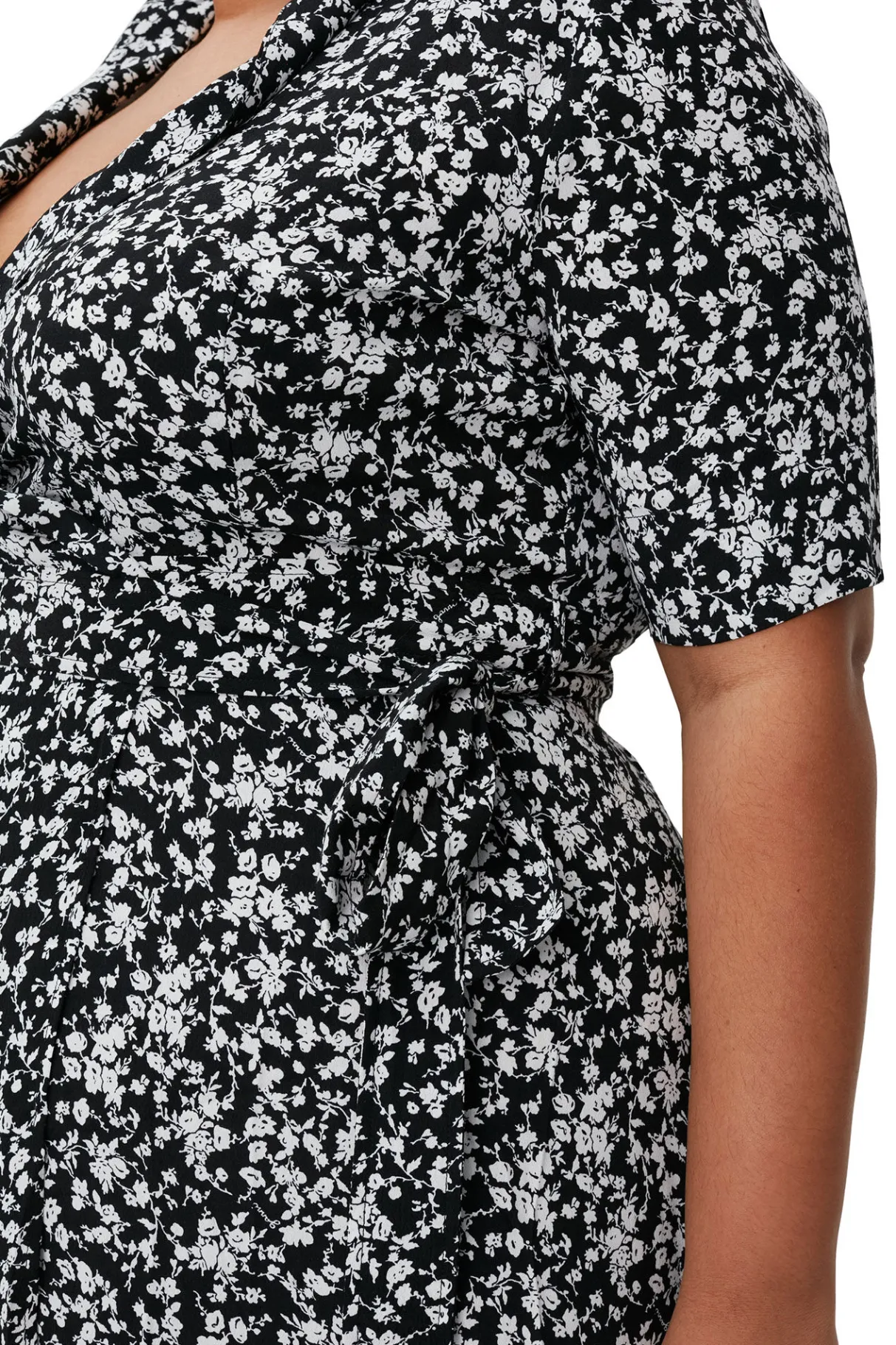 Online GANNI Printed Crepe Wrap Dress Black