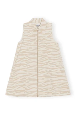 Cheap GANNI Printed Denim Mini Dress Pale Khaki