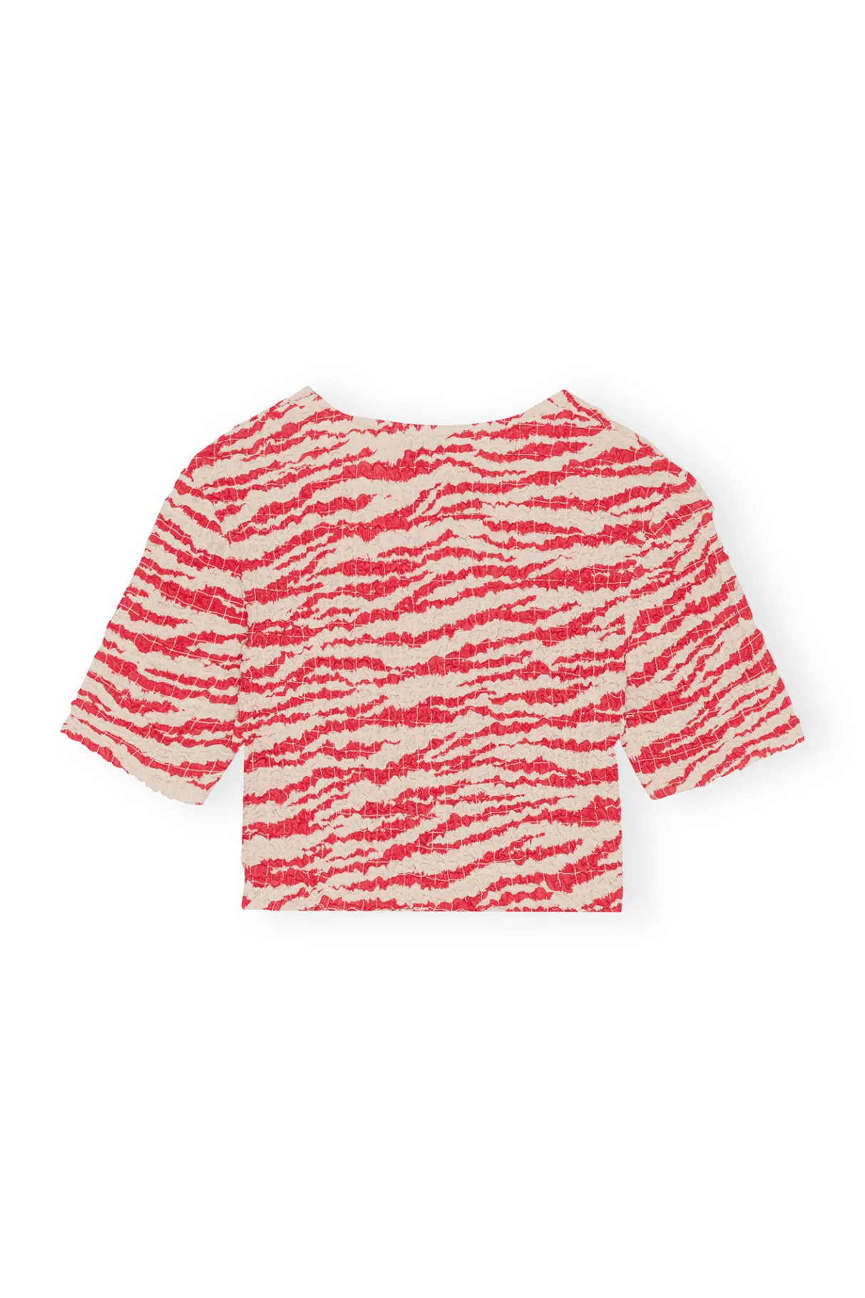 Discount GANNI Printed Georgette Cropped Smock Blouse Castle Wall