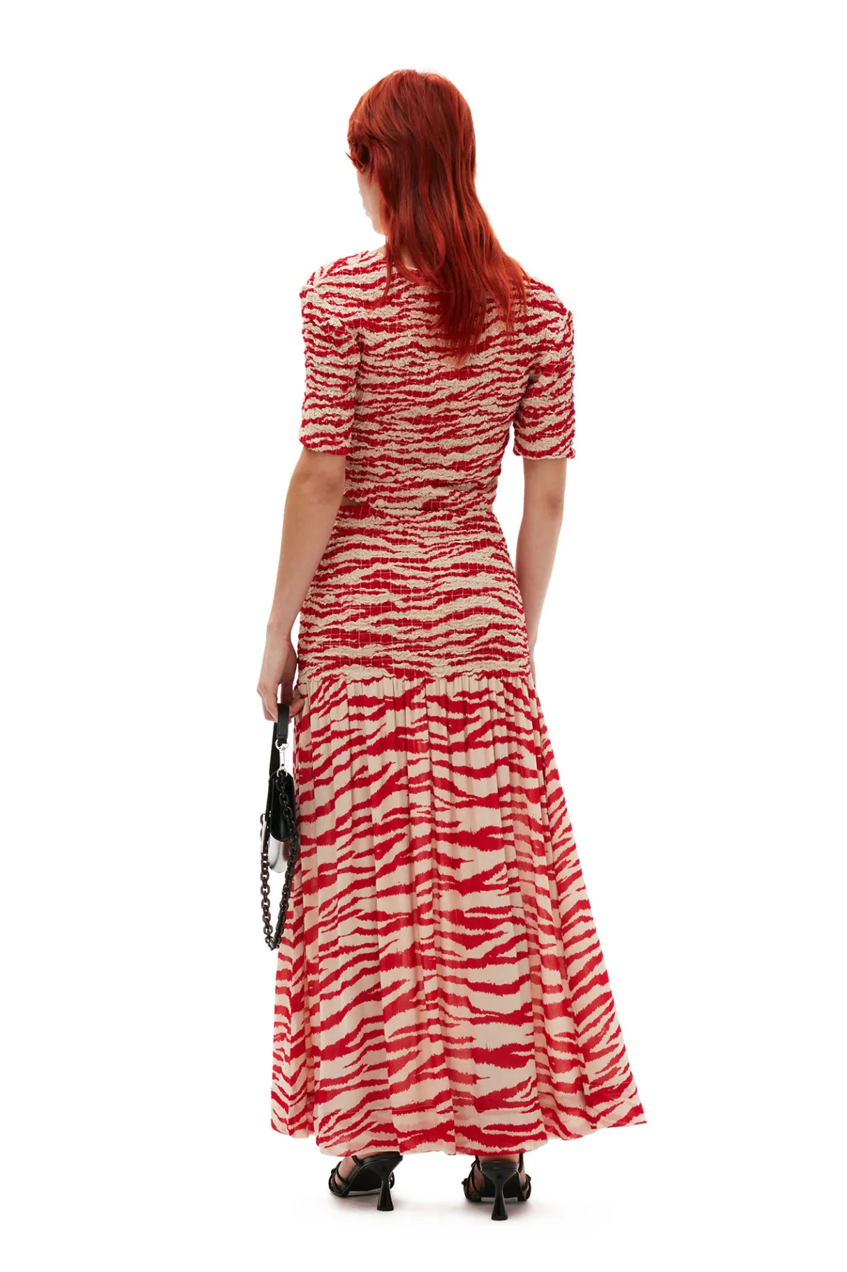 Clearance GANNI Printed Georgette Maxi Smock Skirt Castle Wall
