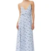 Hot GANNI Printed Georgette Strap Wrap Dress Brunnera Blue
