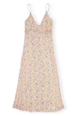 Flash Sale GANNI Printed Georgette Strap Wrap Dress Egret