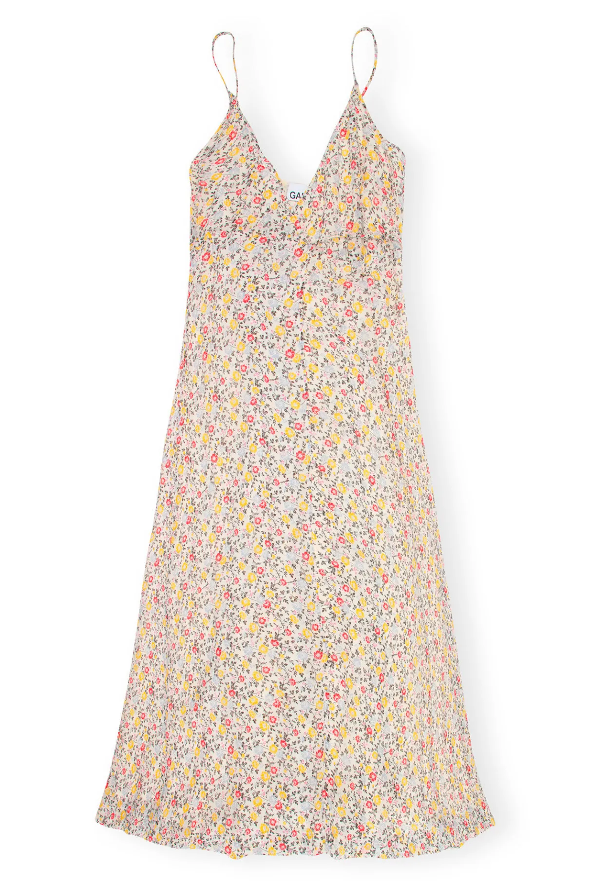Flash Sale GANNI Printed Georgette Strap Wrap Dress Egret
