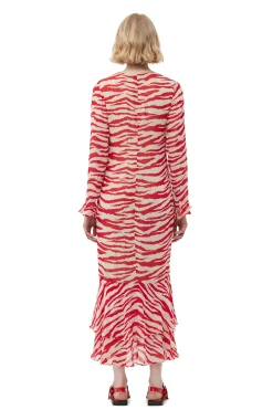 Flash Sale GANNI Printed Light Georgette Maxi Dress Castle Wall