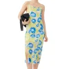 Best GANNI Printed Mesh Slip Dress Strong Blue