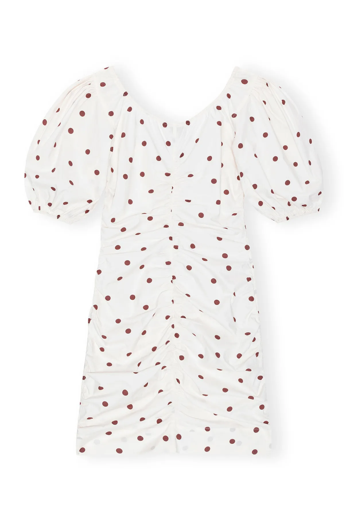 Shop GANNI Printed U-Neck Mini Dress Egret
