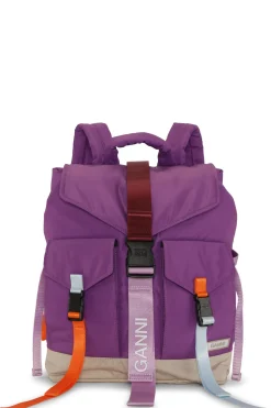 Flash Sale GANNI Purple Tech Backpack Purple Wine