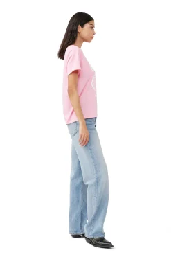 Discount GANNI Raspberry Relaxed T-Shirt Rosebloom