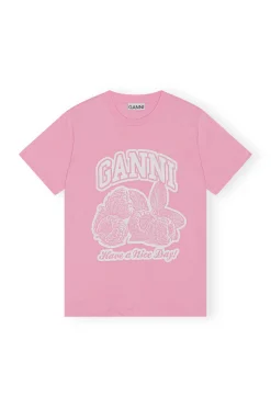 Discount GANNI Raspberry Relaxed T-Shirt Rosebloom