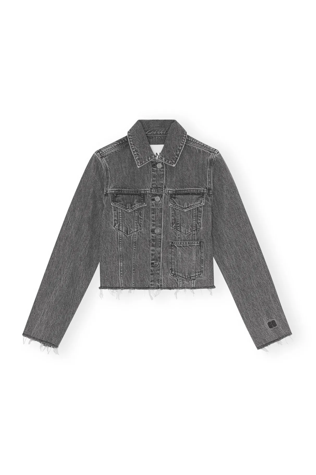 Clearance GANNI Re-Cut Denim Jacket Washed Black/Black