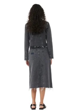 Online GANNI Re-Cut Denim Midi Skirt Washed Black/Black