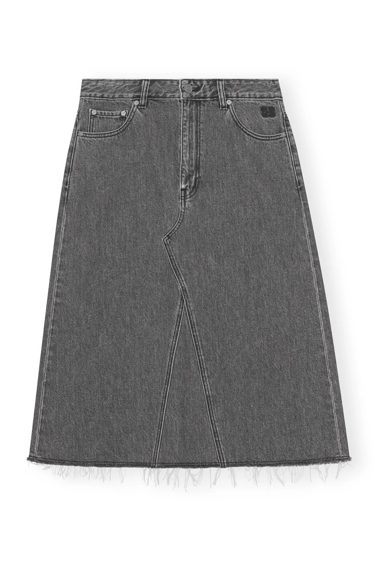 Online GANNI Re-Cut Denim Midi Skirt Washed Black/Black