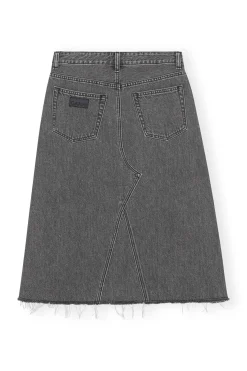 Online GANNI Re-Cut Denim Midi Skirt Washed Black/Black