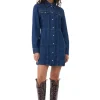 Online GANNI Re-Cut Denim Mini Dress Mid Blue Stone