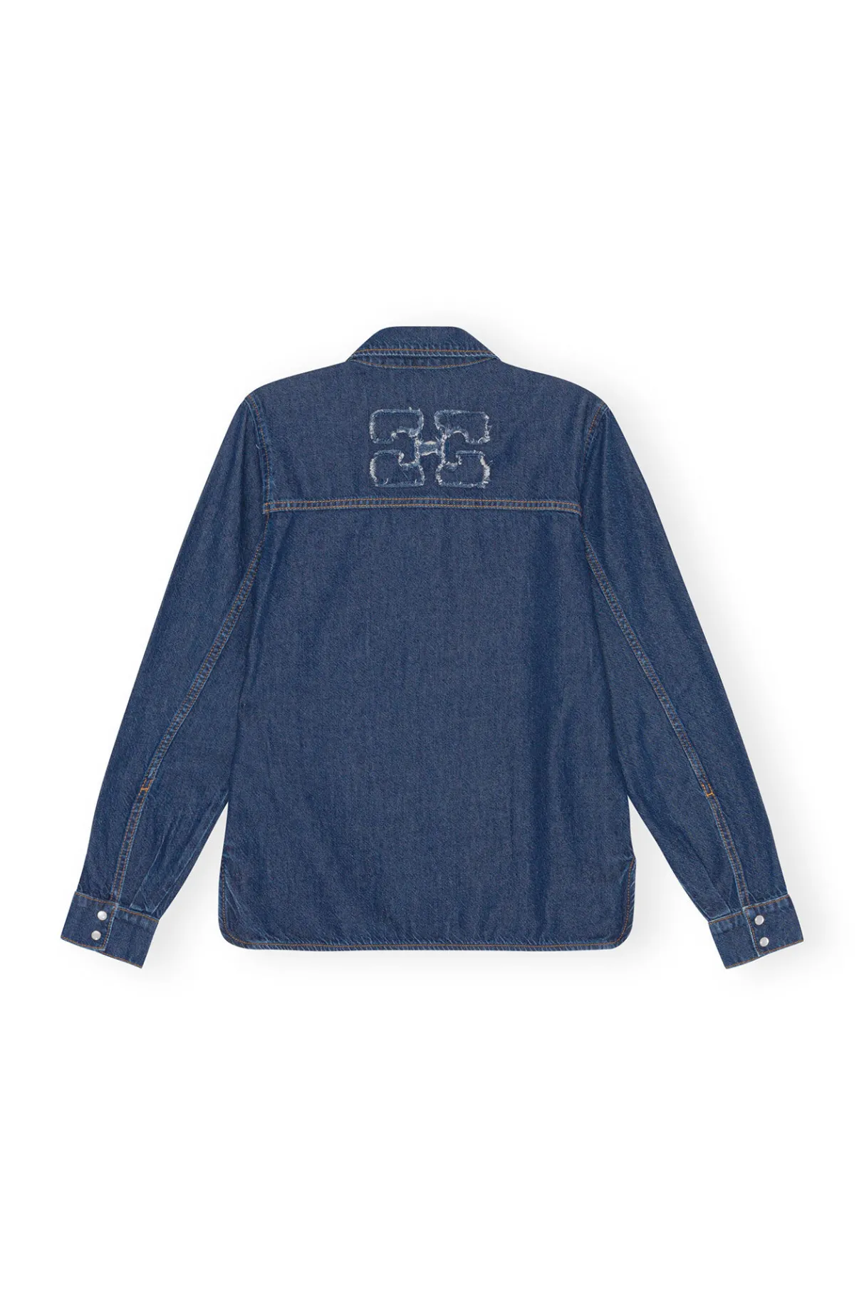Clearance GANNI Re-Cut Denim Shirt Mid Blue Stone