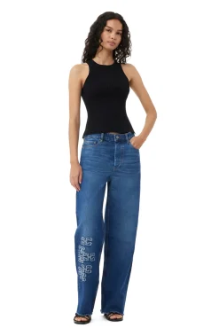 Cheap GANNI Re-Cut Izey Jeans Mid Blue Stone