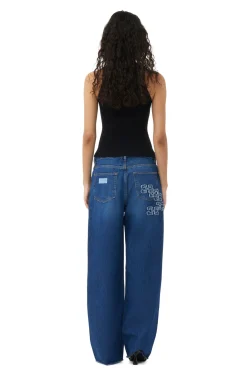 Cheap GANNI Re-Cut Izey Jeans Mid Blue Stone