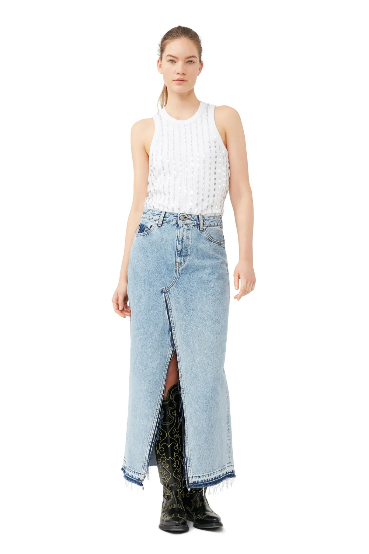 Outlet GANNI Re-Cut Maxi Skirt Denim