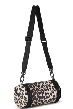 Shop GANNI Recycled Barrel Crossbody Mini Bag Leopard