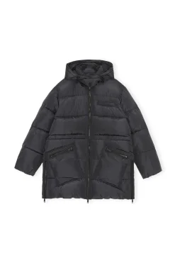 Clearance GANNI Recycled Polyester Oversized Puffer Midi Jacket Phantom