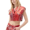 Flash Sale GANNI Red Foil Denim Vest Red Alert