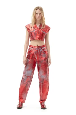 Sale GANNI Red Foil Stary Jeans Red Alert