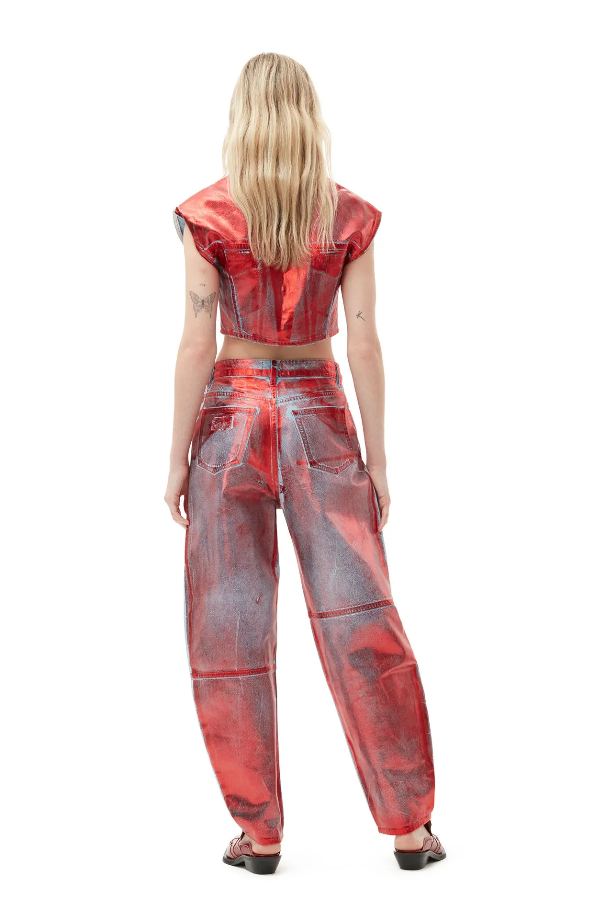 Sale GANNI Red Foil Stary Jeans Red Alert