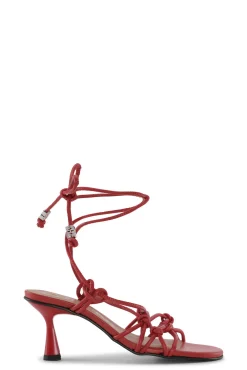 Cheap GANNI Red Knots High Heel Sandals Racing Red