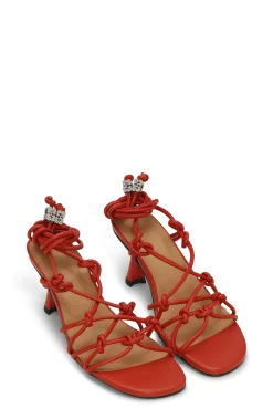 Cheap GANNI Red Knots High Heel Sandals Racing Red