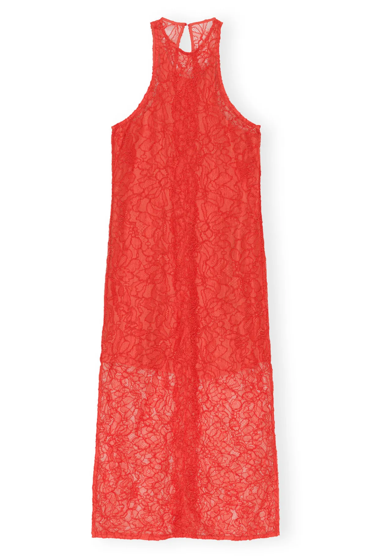 Best Sale GANNI Red Lace Halter Neck Dress Red Alert