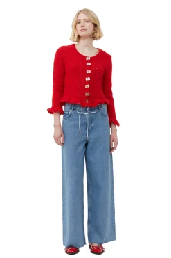 Online GANNI Red Mohair Cardigan Racing Red