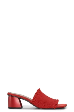 Clearance GANNI Red Smock Kitten Heel Mules Racing Red