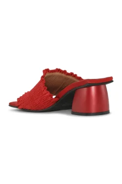 Clearance GANNI Red Smock Kitten Heel Mules Racing Red