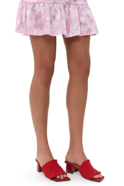 Clearance GANNI Red Smock Kitten Heel Mules Racing Red