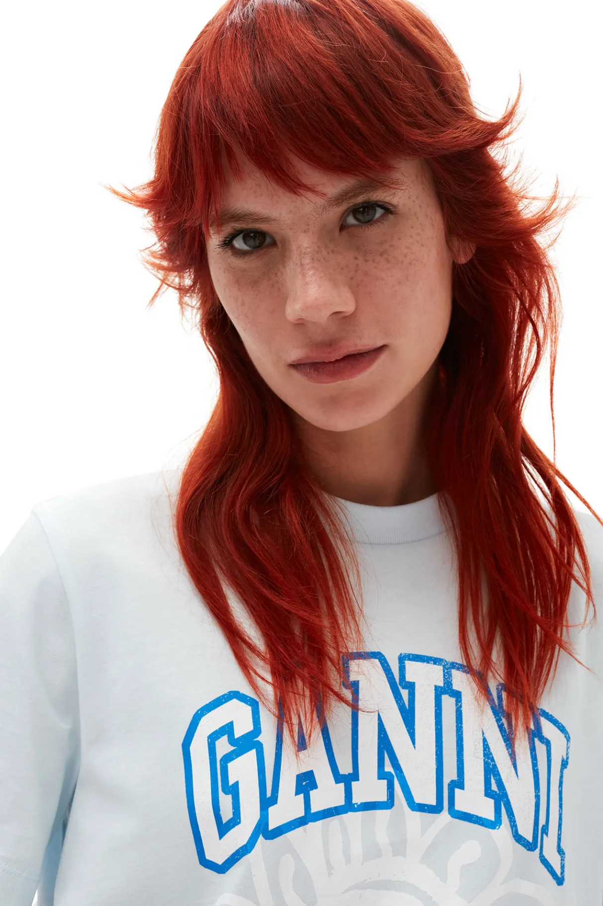 Best Sale GANNI Relaxed Blue Flower T-Shirt Ice Water