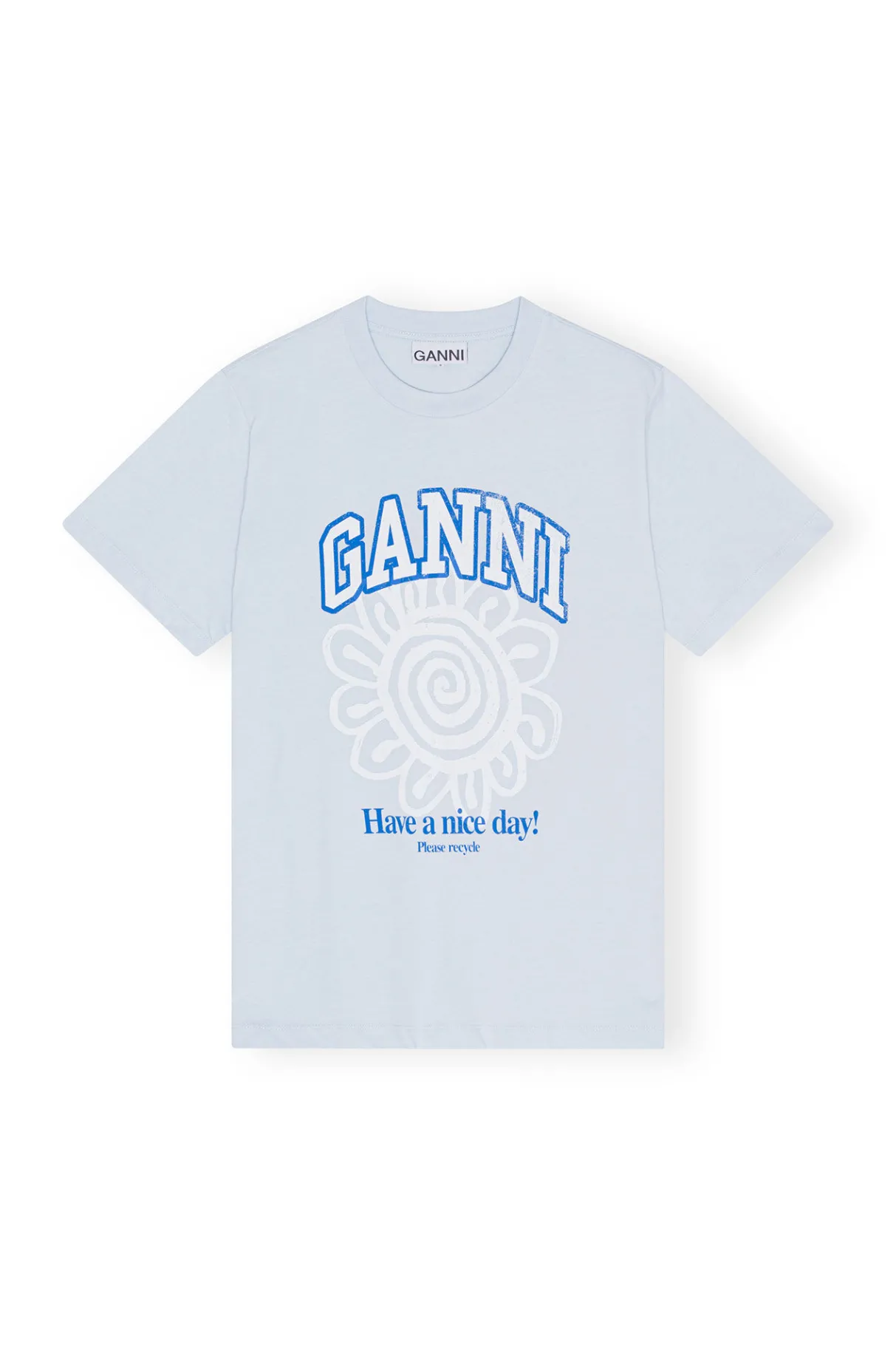 Best Sale GANNI Relaxed Blue Flower T-Shirt Ice Water