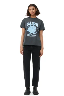Cheap GANNI Relaxed Dream Bunny T-Shirt Volcanic Ash