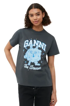 Cheap GANNI Relaxed Dream Bunny T-Shirt Volcanic Ash